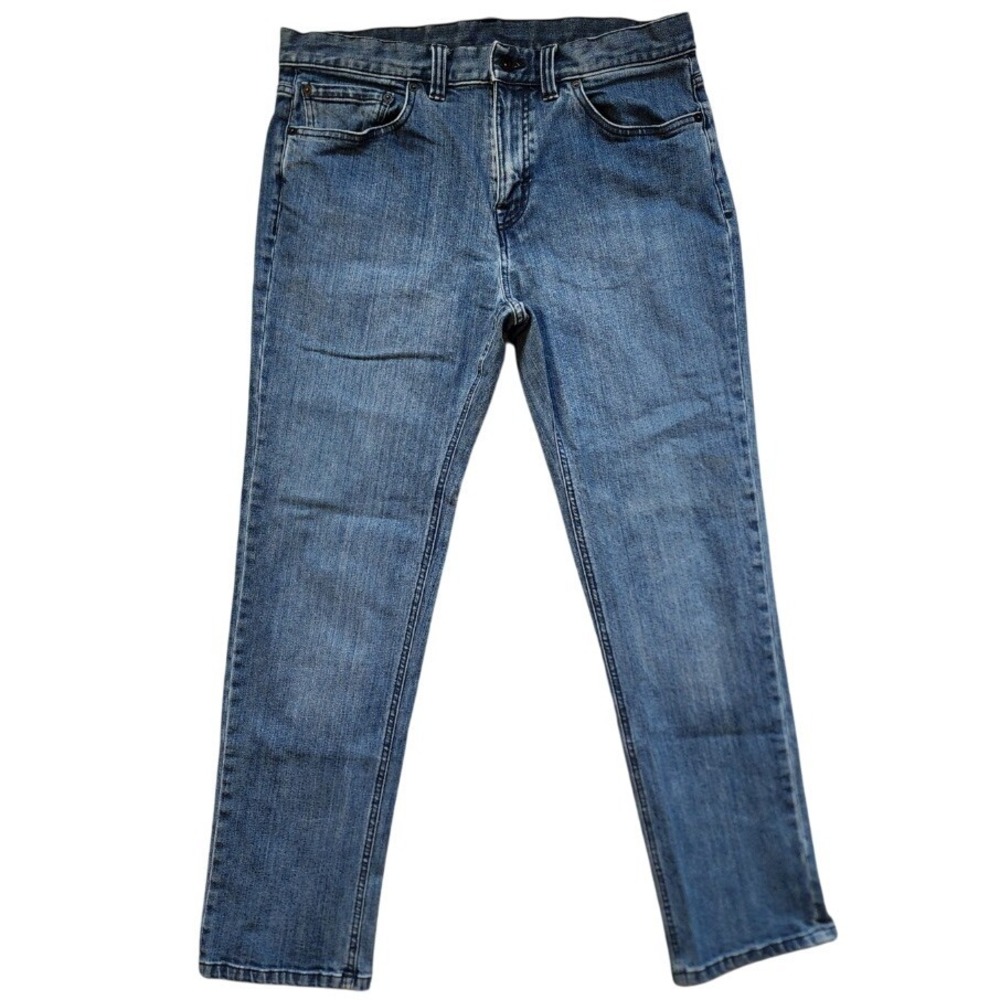 prAna Mens 34 Feener Straight‎ Fit Jeans Distressed Denim Blue Casual Pants